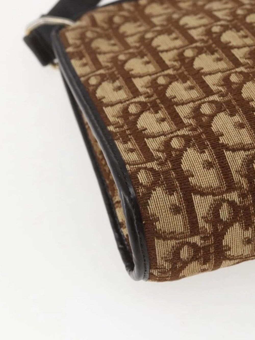 Christian Dior Trotter Canvas Shoulder Bag Beige Gold Auth - Picture 9 of 16